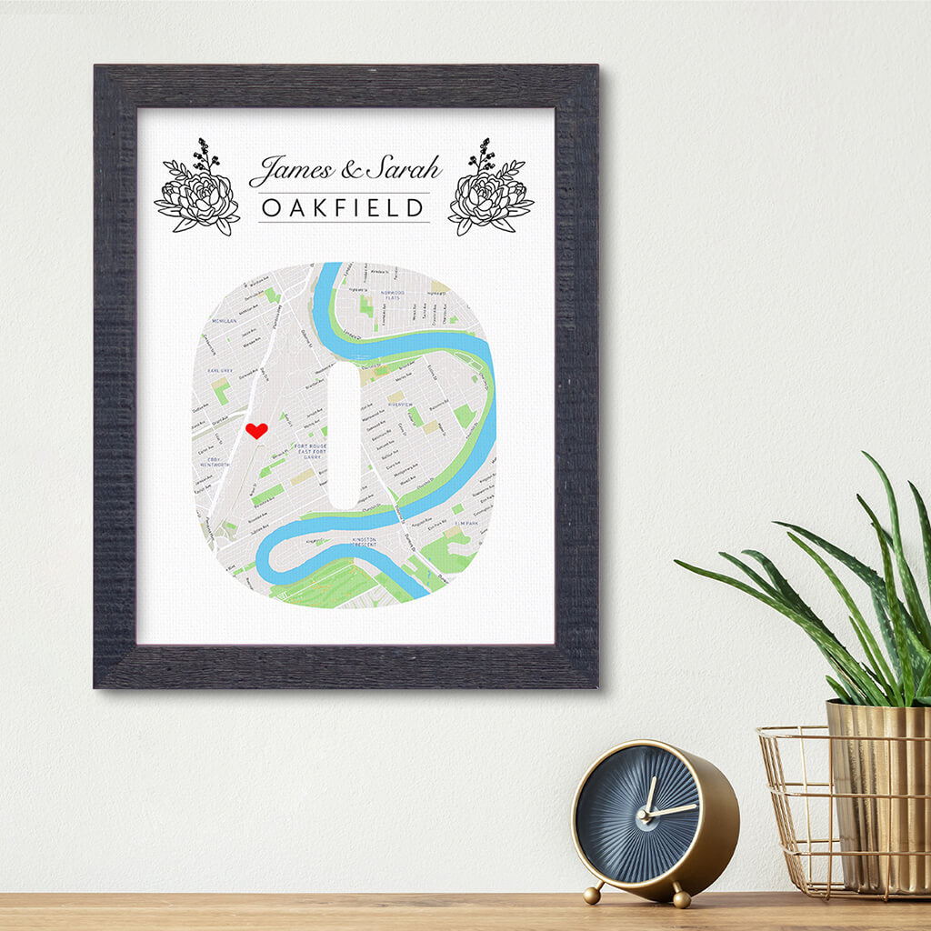 Letter Map Art Option 3 - Madison Black Frame