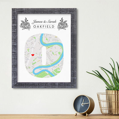 Letter Map Art Option 3 - Madison Gray Frame