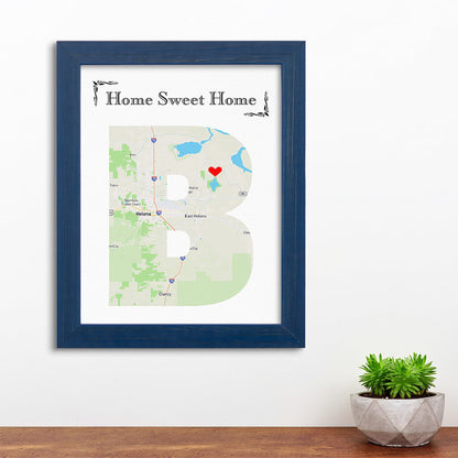 Letter Map Art Option 4 - Carnival Blue Frame