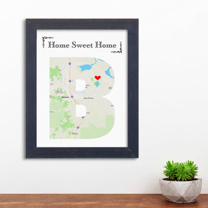 Letter Map Art Option 4 - Carnival Espresso Frame