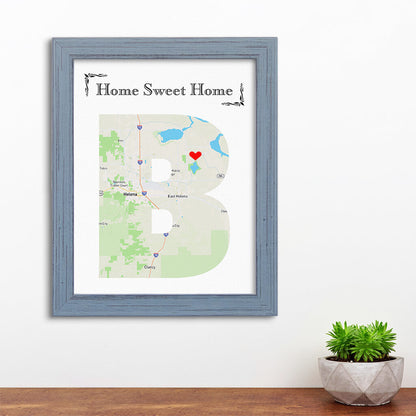 Letter Map Art Option 4 - Carnival Gray Frame