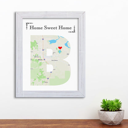 Letter Map Art Option 4 - Carnival White Frame