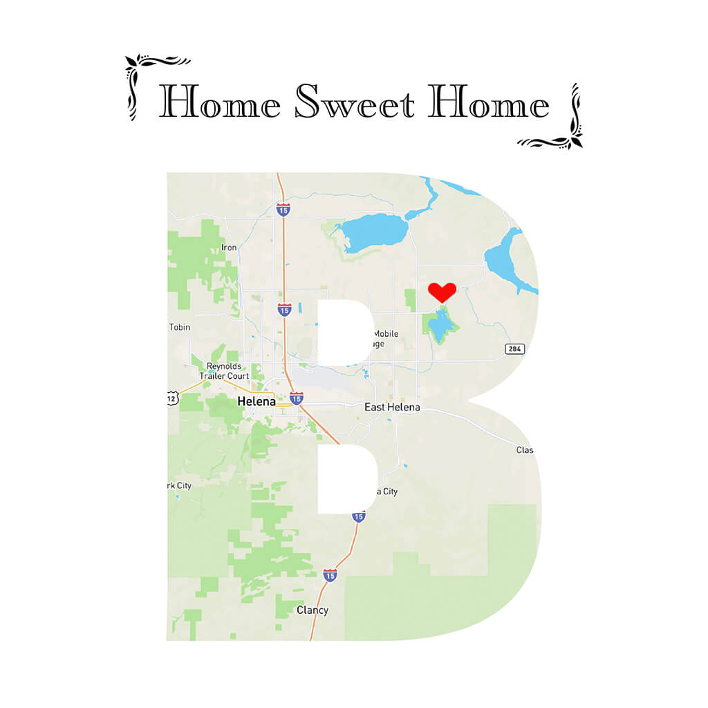 Home Sweet Home Letter Map Art - Option 4