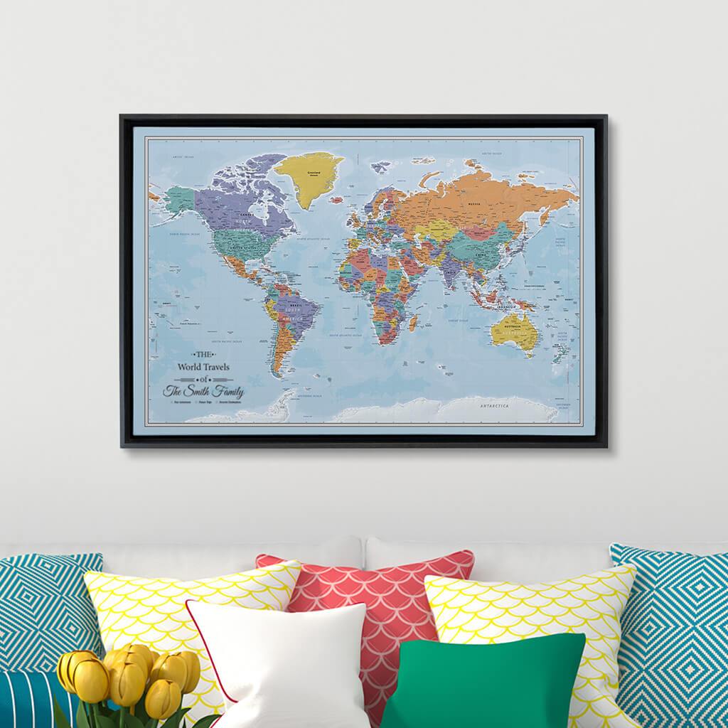 Black Float Frame - 24x36 Gallery Wrapped Blue Oceans World