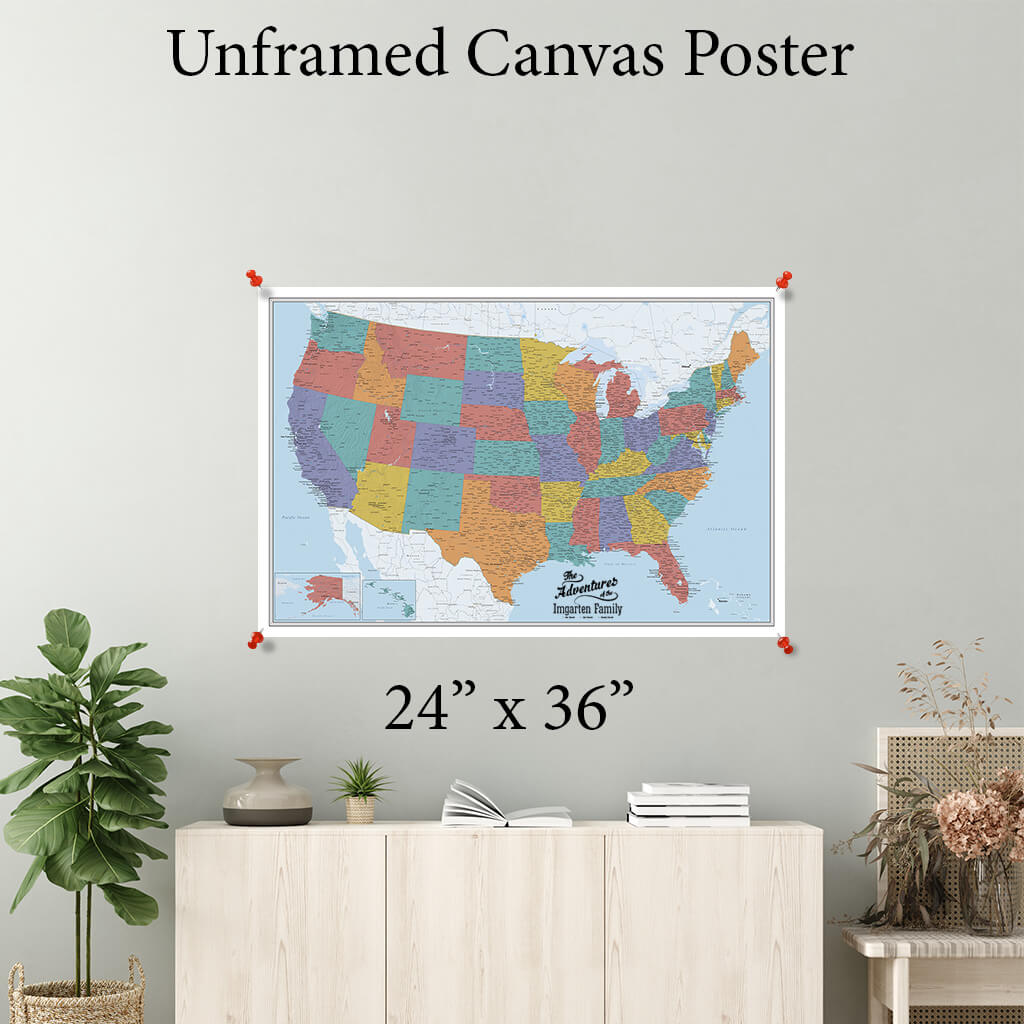 Blue Oceans USA Canvas Poster 24 x 36