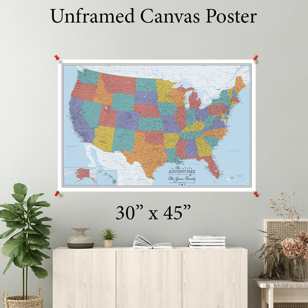 Blue Oceans USA Canvas Poster 30 x 45