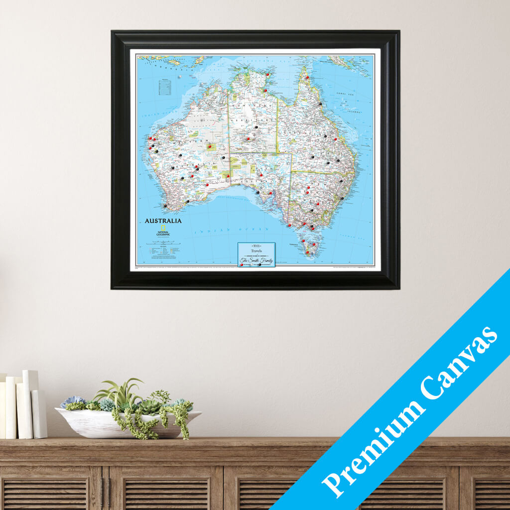 Canvas - Classic Australia Travel Map with Pins