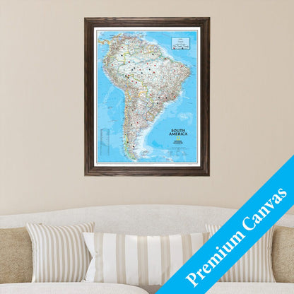 Canvas Classic South America Push Pin Map with Pins