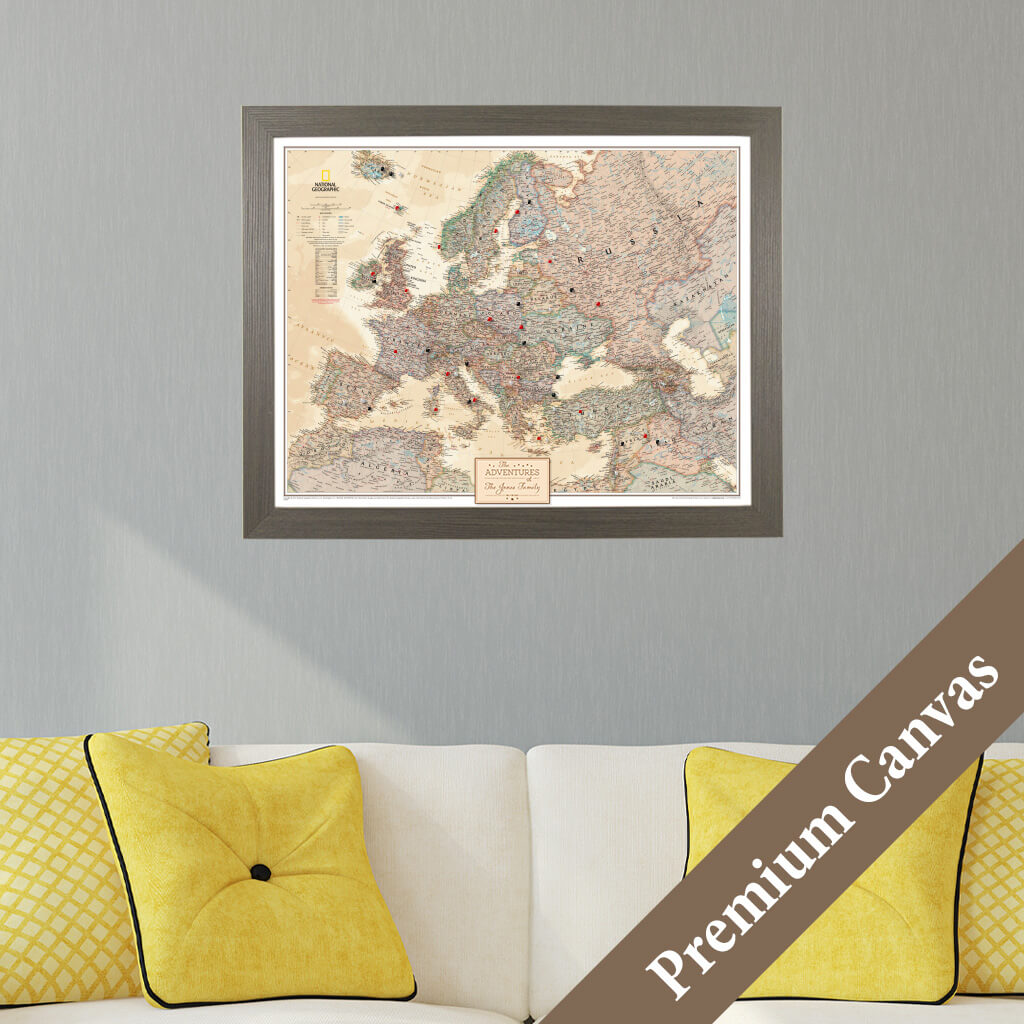 Canvas Executive Europe Travel Map premium canvas