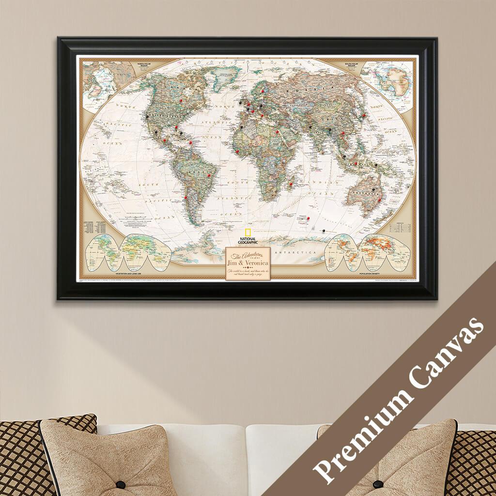 Canvas Push Pin World Maps & More | Personalized Map Gifts - Push Pin ...