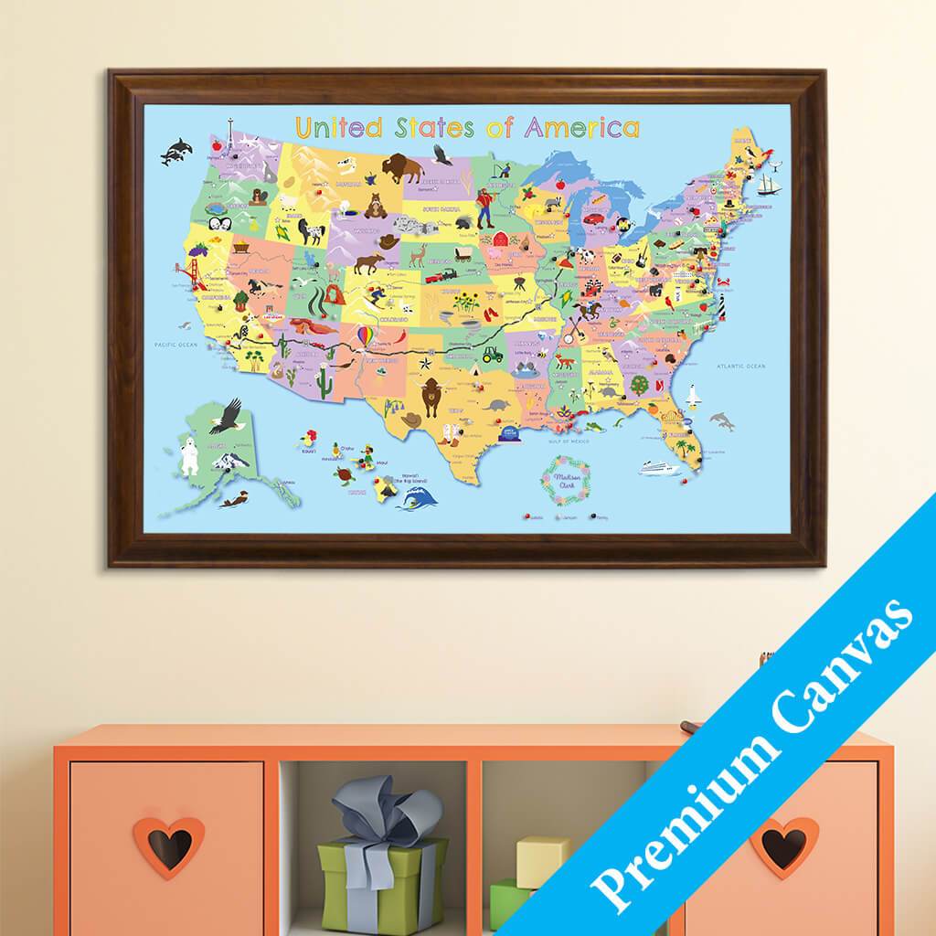 Canvas Kids Pinboard Push Pin Map with Pins