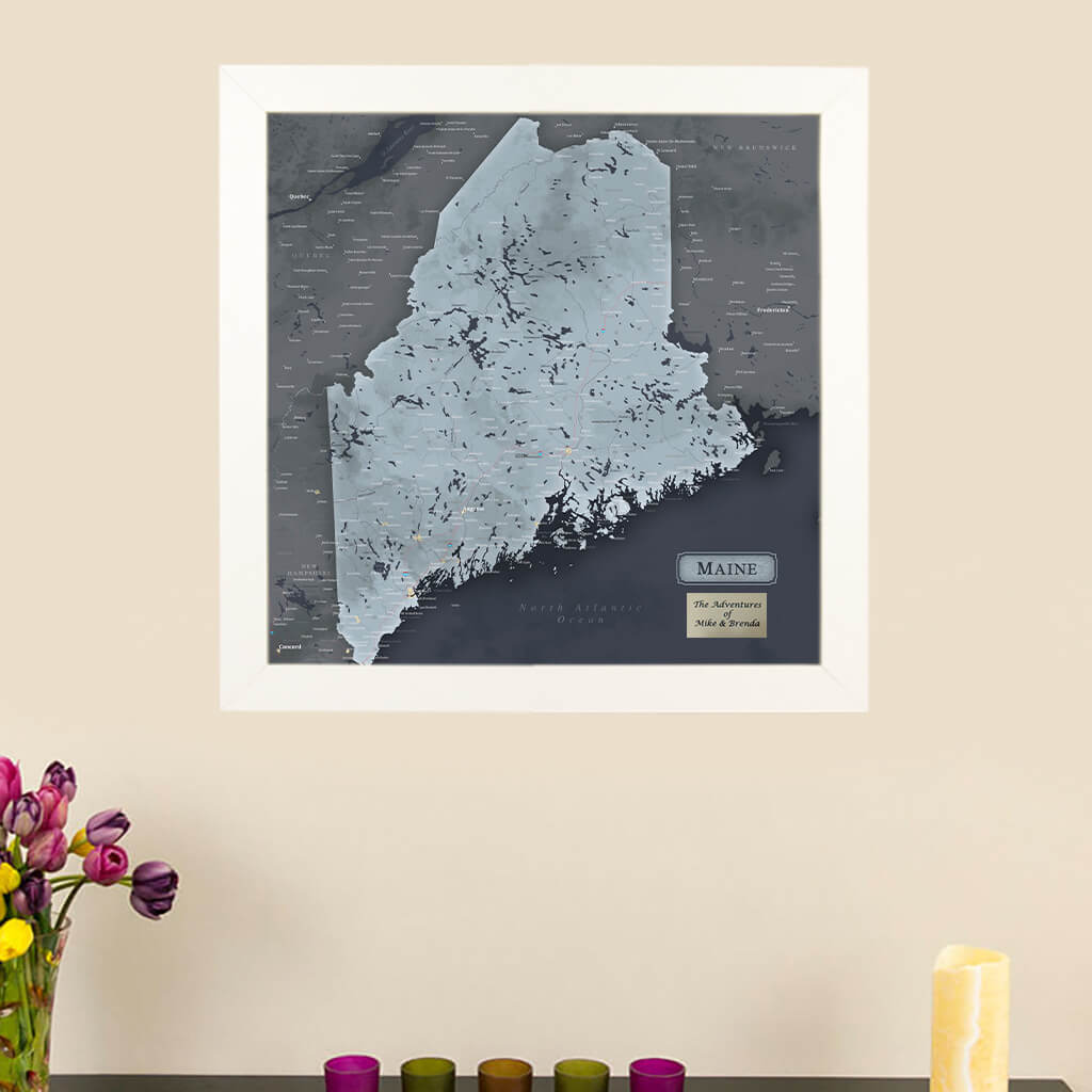 Slate Maine Push Pin Travel Map with Pins