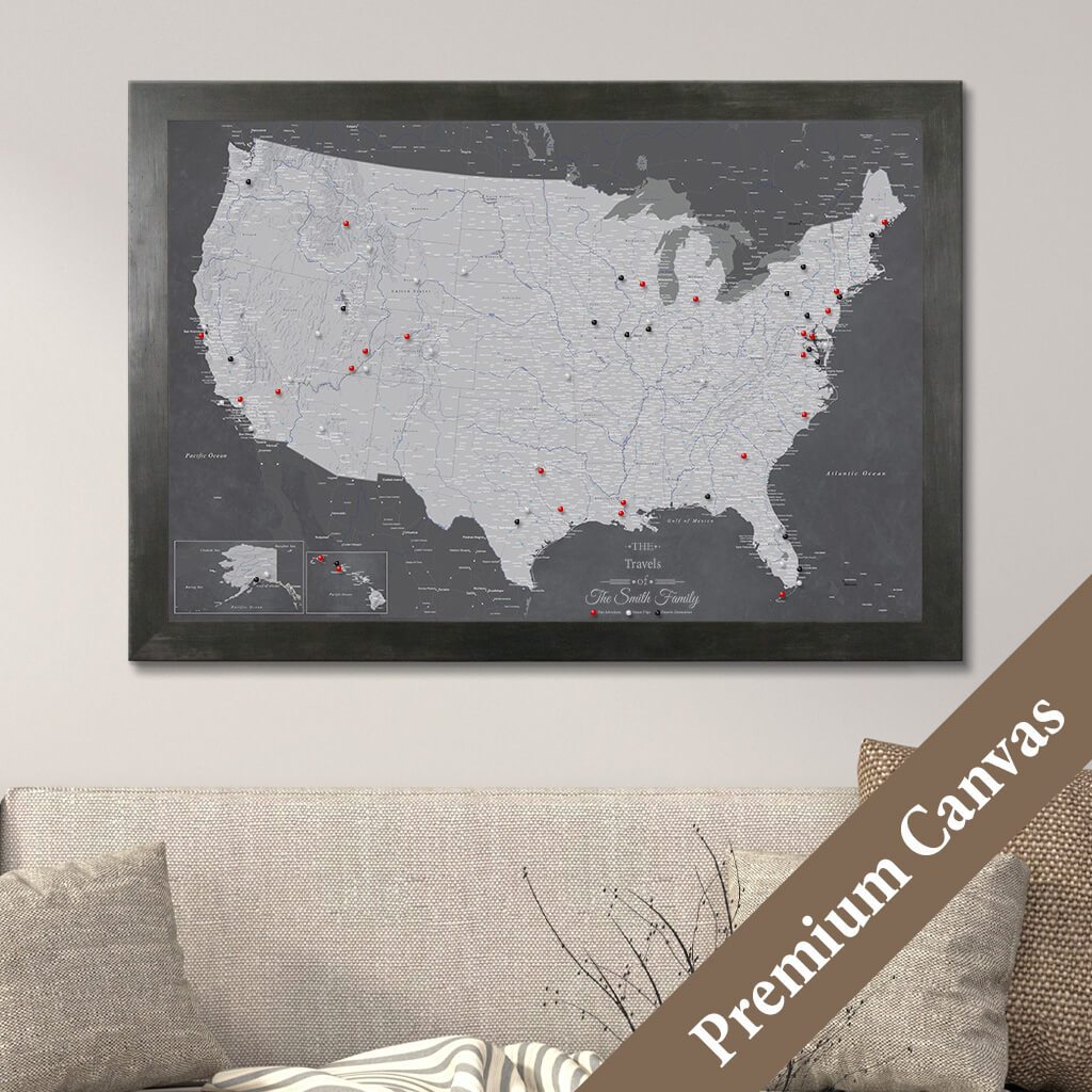 Stormy Dreams USA Travelers Map on Canvas