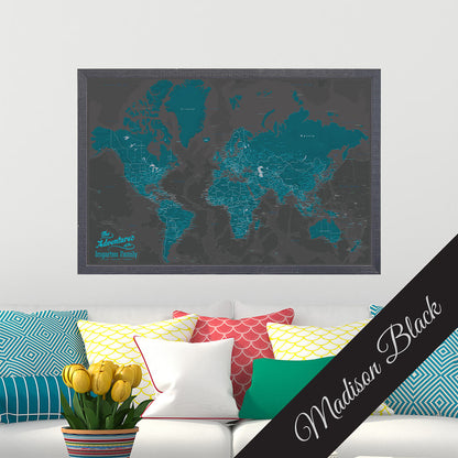 Canvas Midnight Dream Push Pin Travel Map in Premium Madison Black  Frame