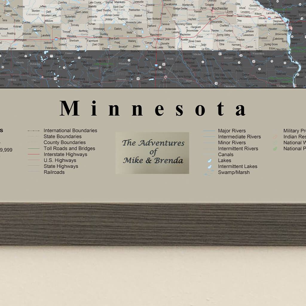 Earth Toned Minnesota State Map with Pins plaque location