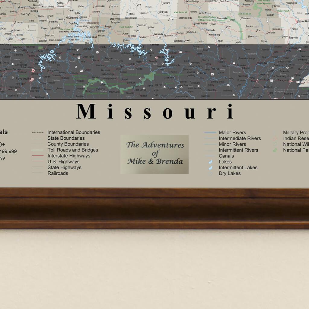 Earth Toned Missouri Push Pin Map Personalized Plaque Location