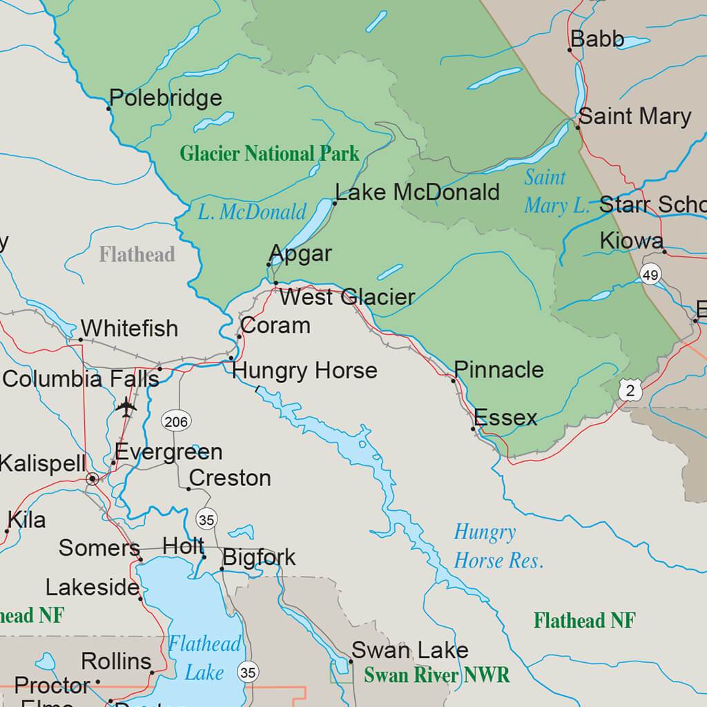Earth Toned Montana State Push Pin Map closeup