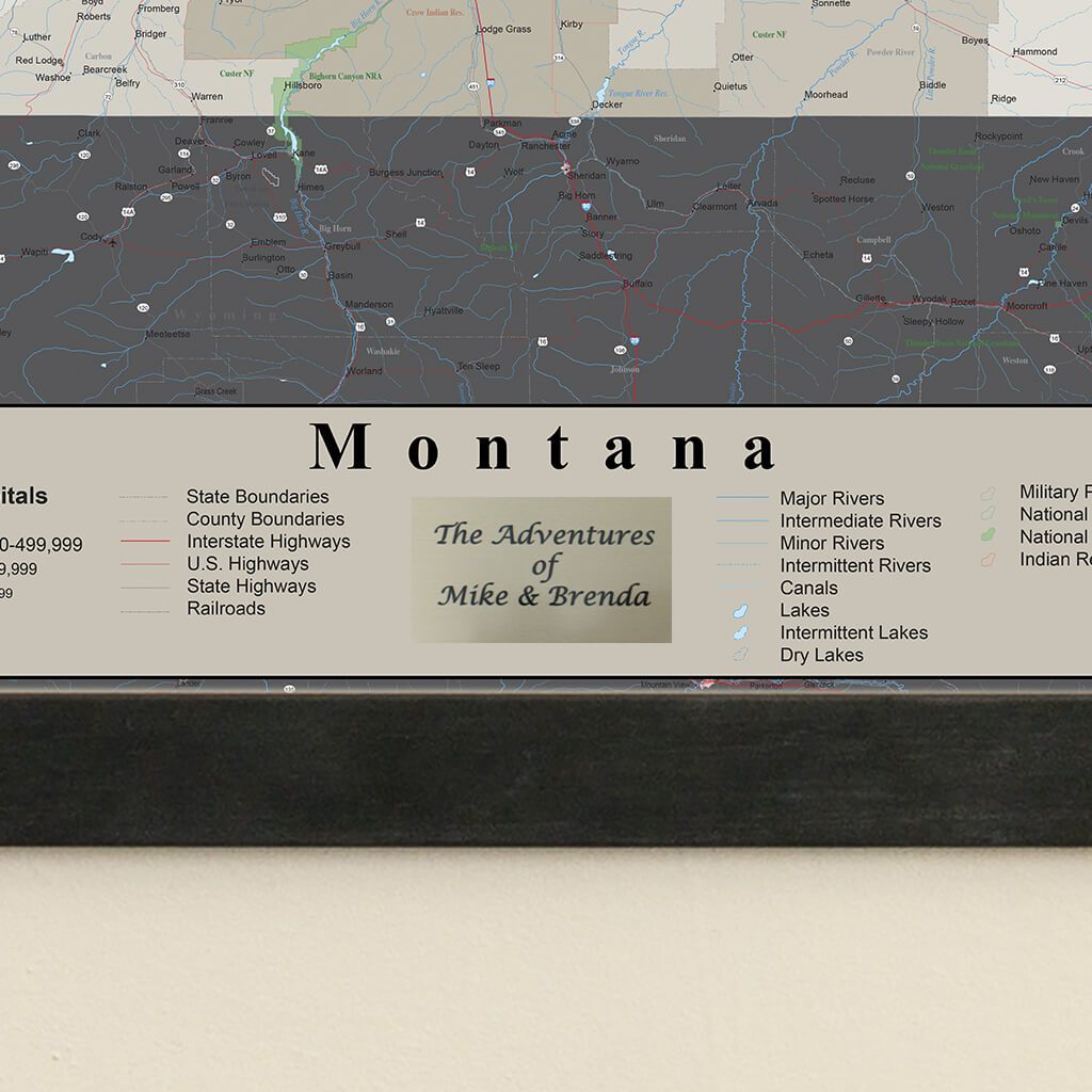 Earth Toned Montana State Push Pin Map Plaque Location