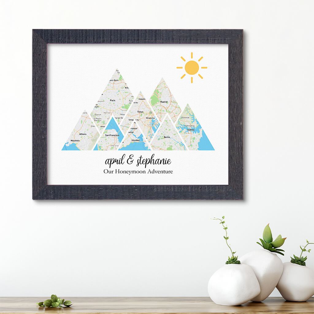 Mountain Map Art Option 1 in Madison Black Frame