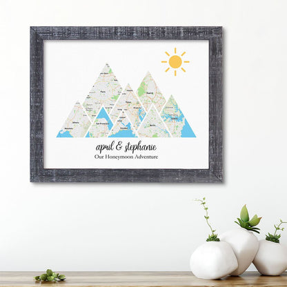 Mountain Map Art Option 1 in Madison Gray Frame