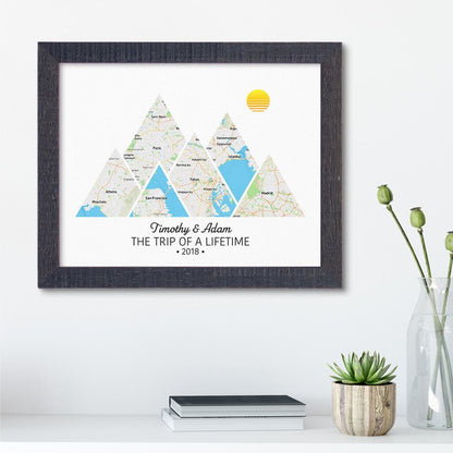 Mountain Map Art Option 2 in Madison Black Frame