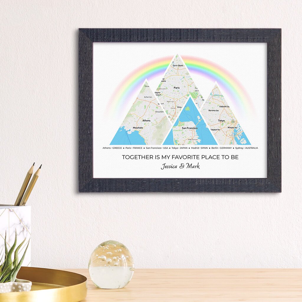 Mountain Map Art Option 3 in Madison Black Frame