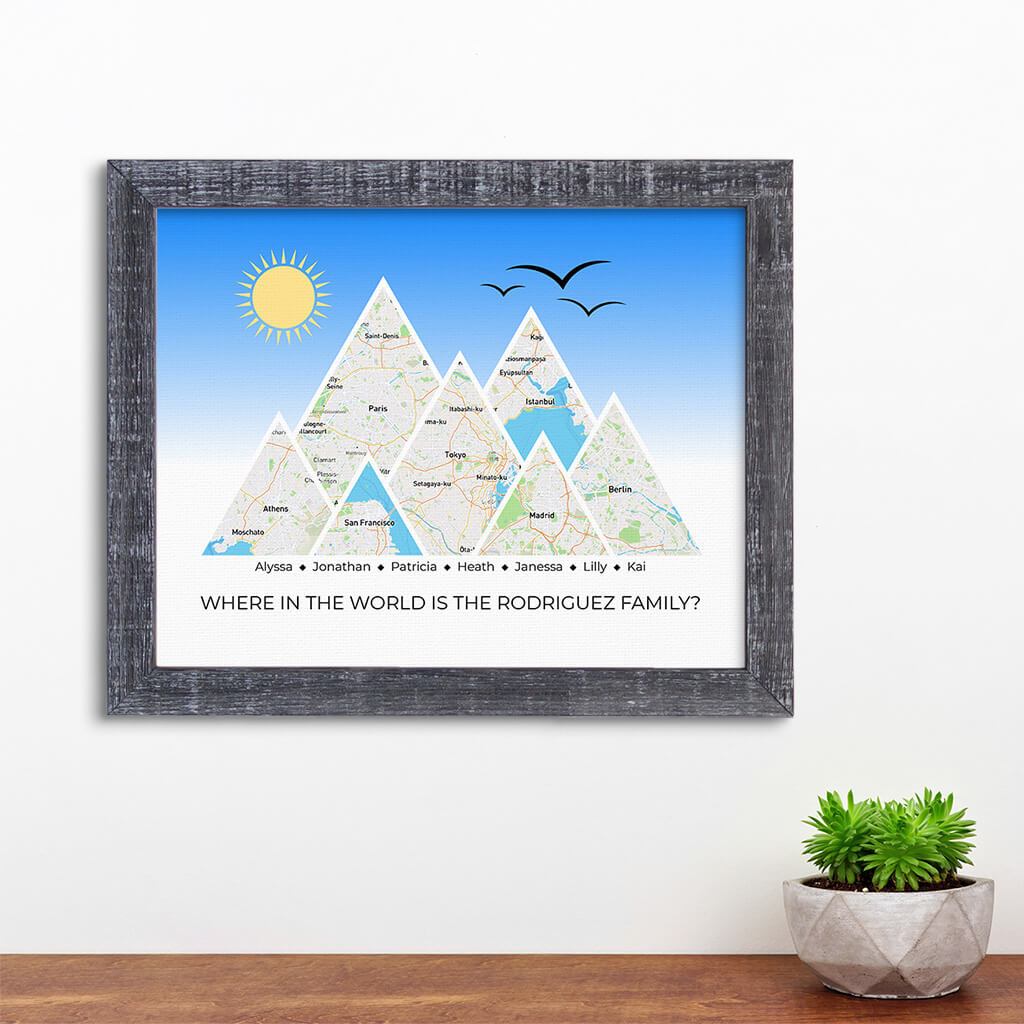 Mountain Map Art Option 4 in Madison Gray Frame