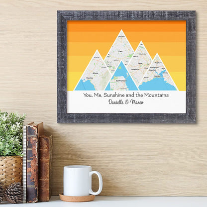 Mountain Map Art Option 5 in Madison Gray Frame