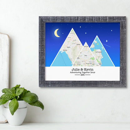 Mountain Map Art Option 6 in Madison Gray Frame