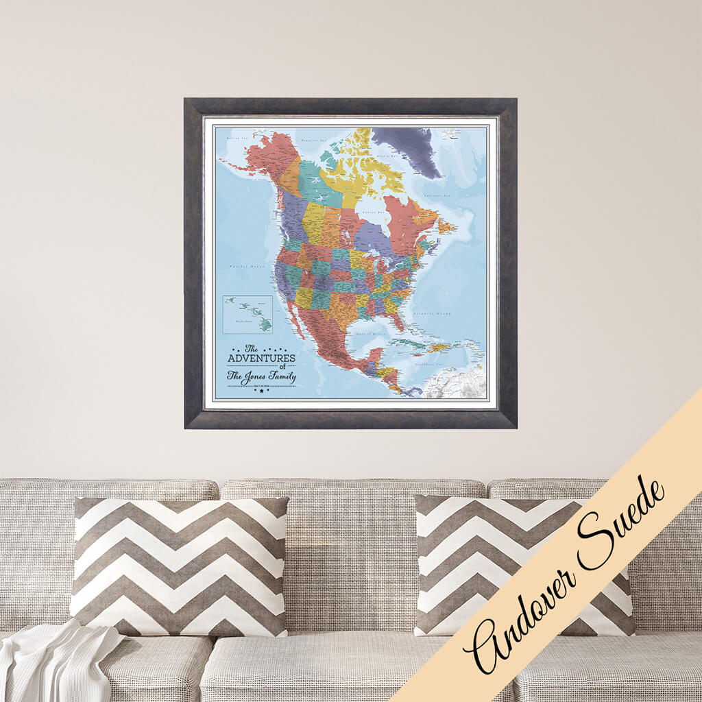 Canvas - Blue Oceans North America Travel Map with Pins