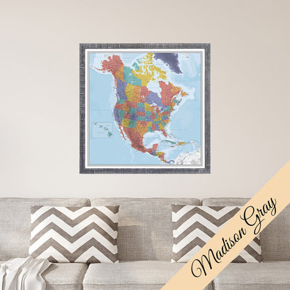 Canvas - Blue Oceans North America Travel Map with Pins