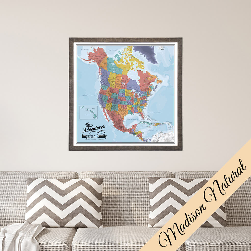 Canvas - Blue Oceans North America Travel Map with Pins