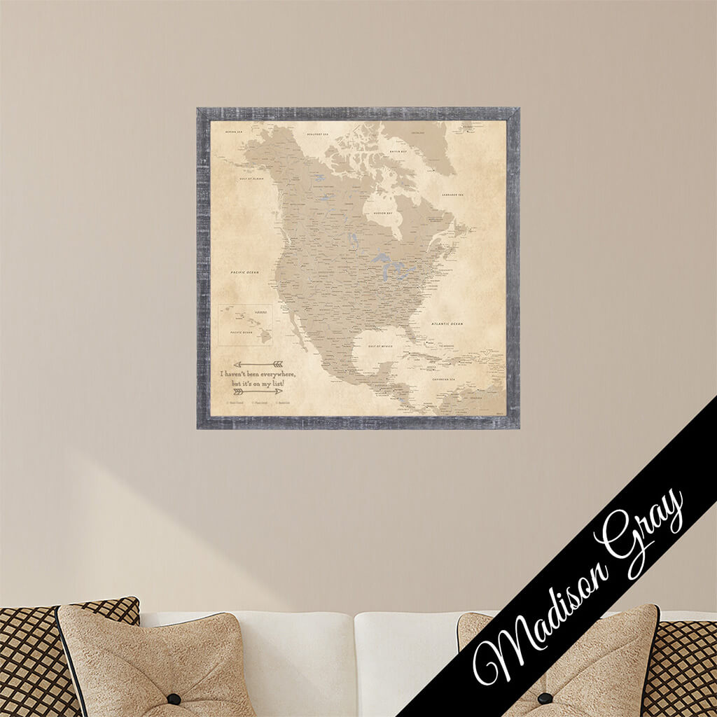 Canvas - Vintage North America Travel Map with Pins
