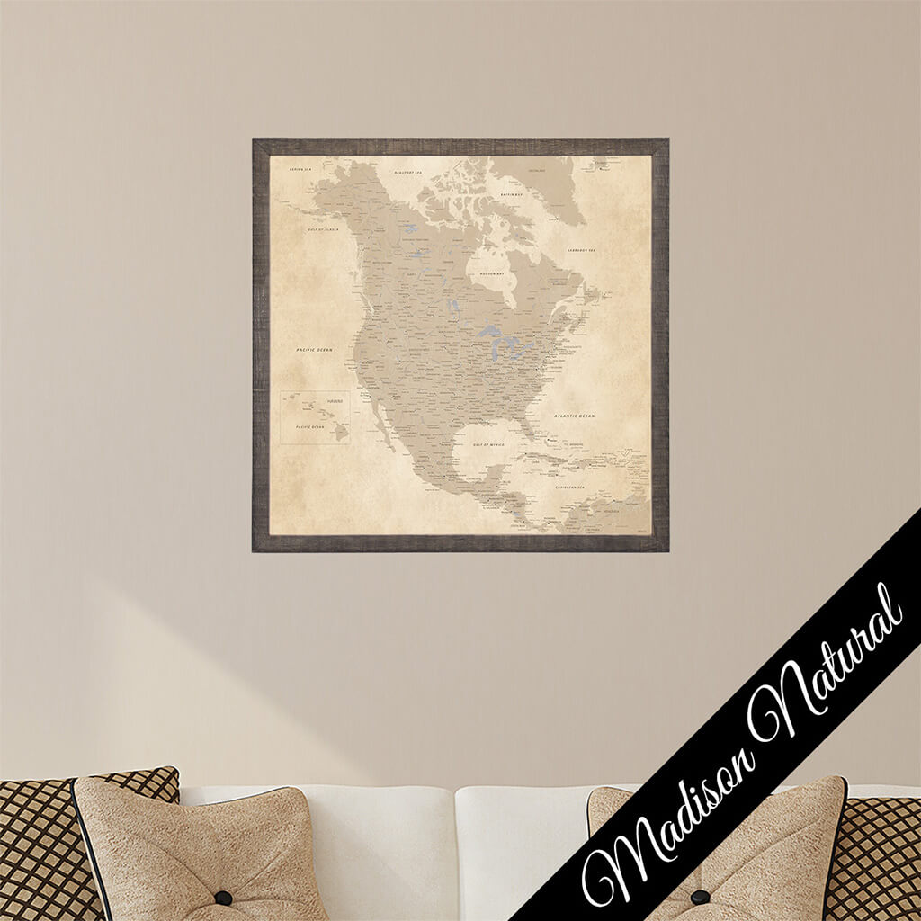Canvas - Vintage North America Travel Map with Pins