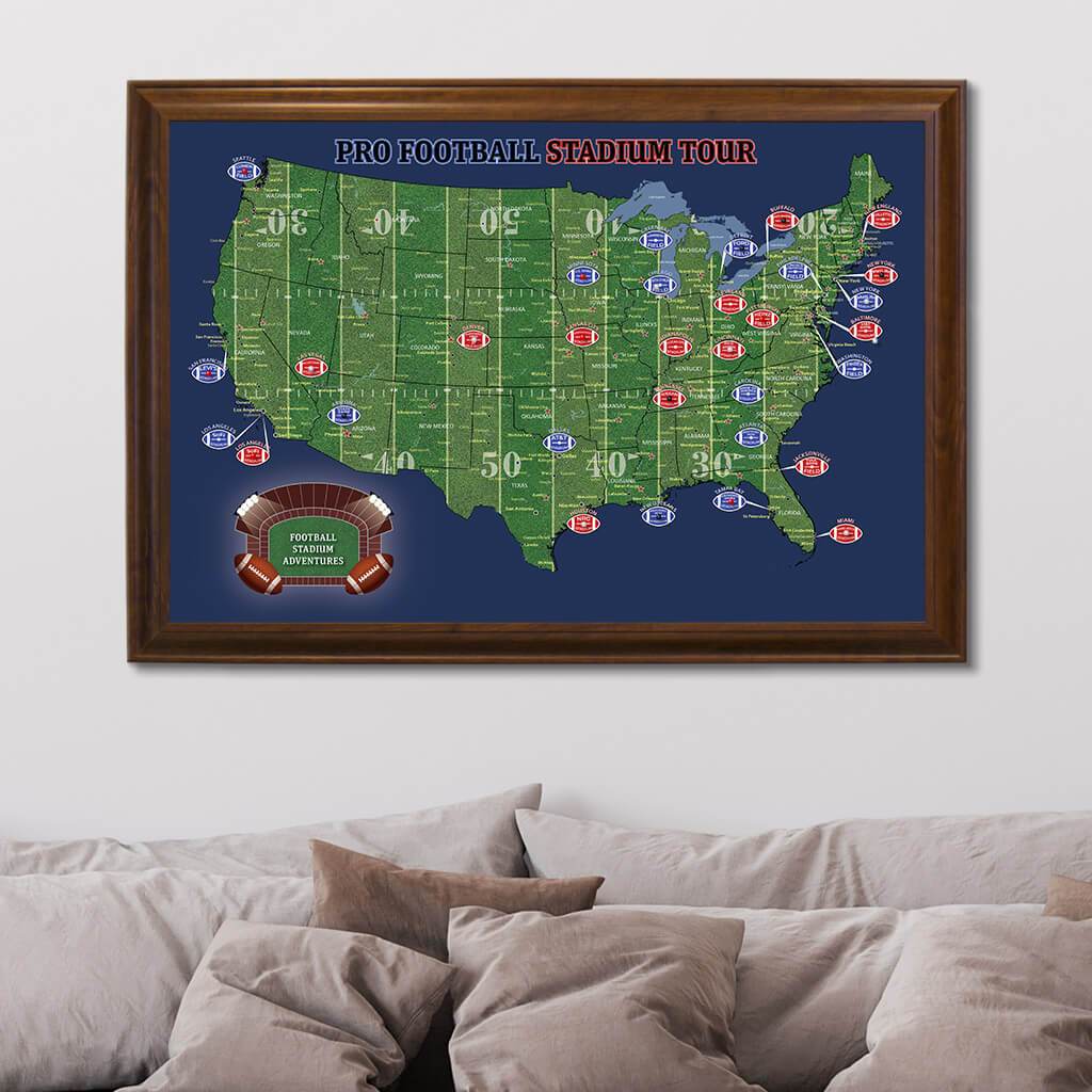 US Football Stadiums Travel Pin Map with Pins 