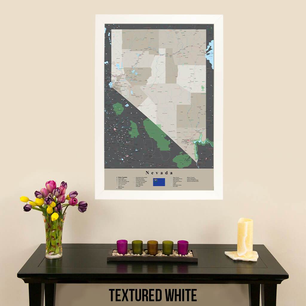 Earth Toned Nevada State Travel Map Textured White Frame
