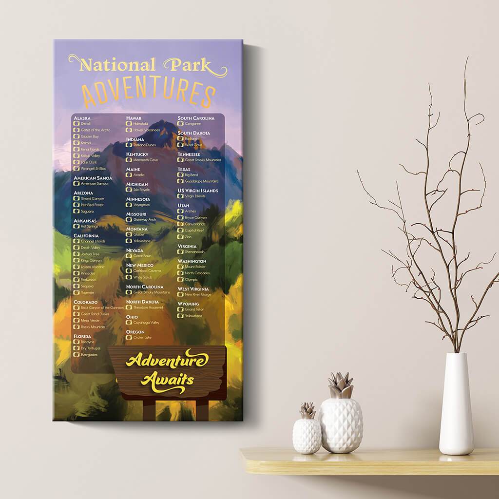 US National Parks Bucket List Gallery Wrapped