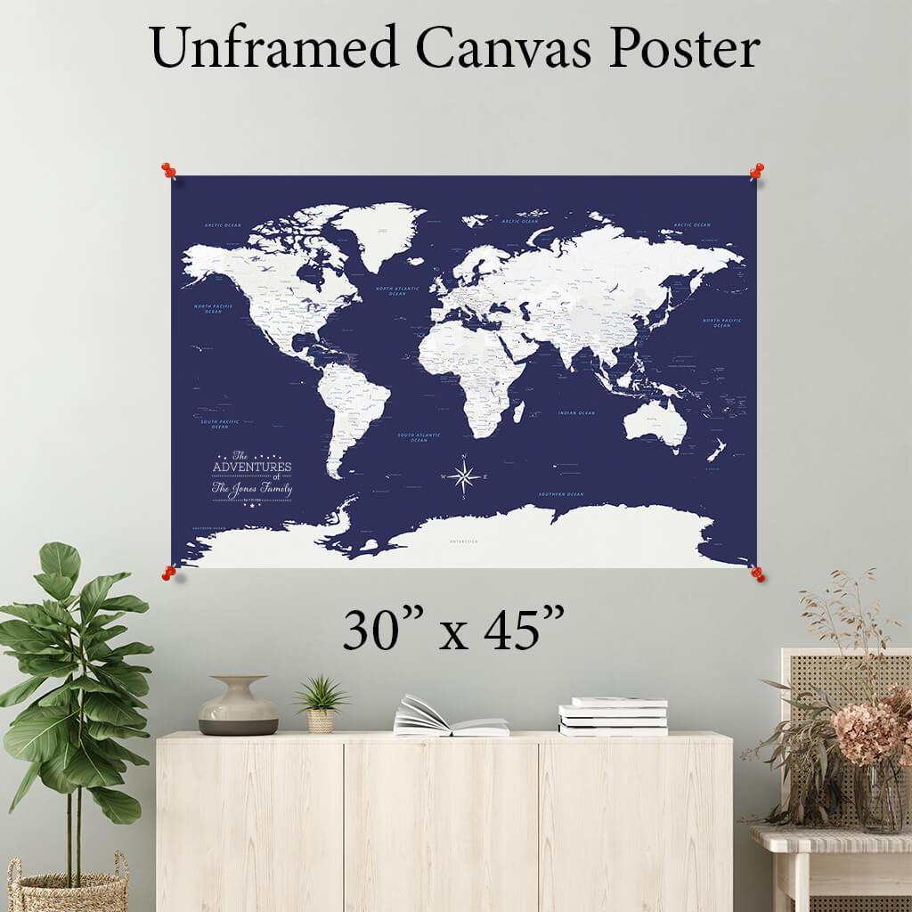 Navy Explorer World Canvas Poster 30 x 45