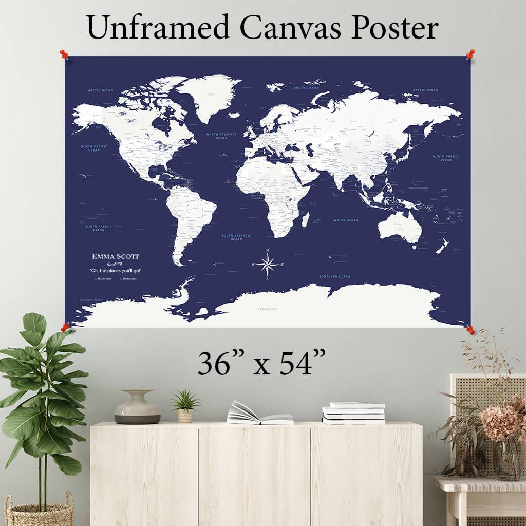 Navy Explorer World Canvas Poster 36 x 54