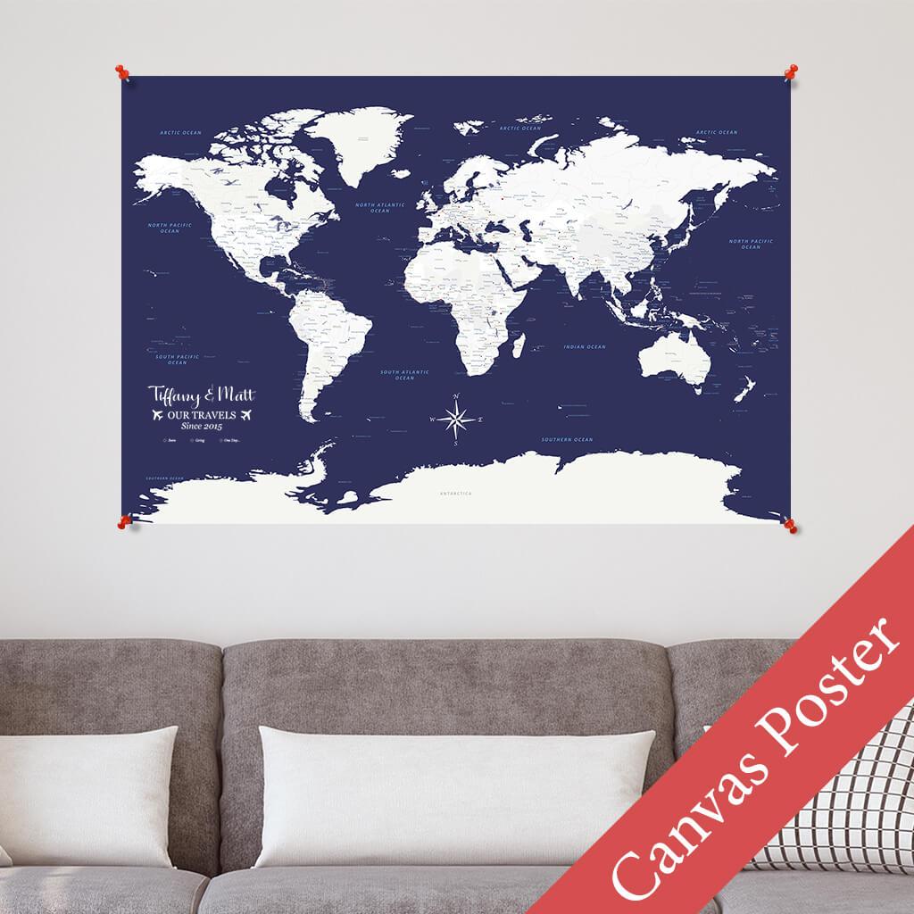 Navy Explorer World Canvas Poster