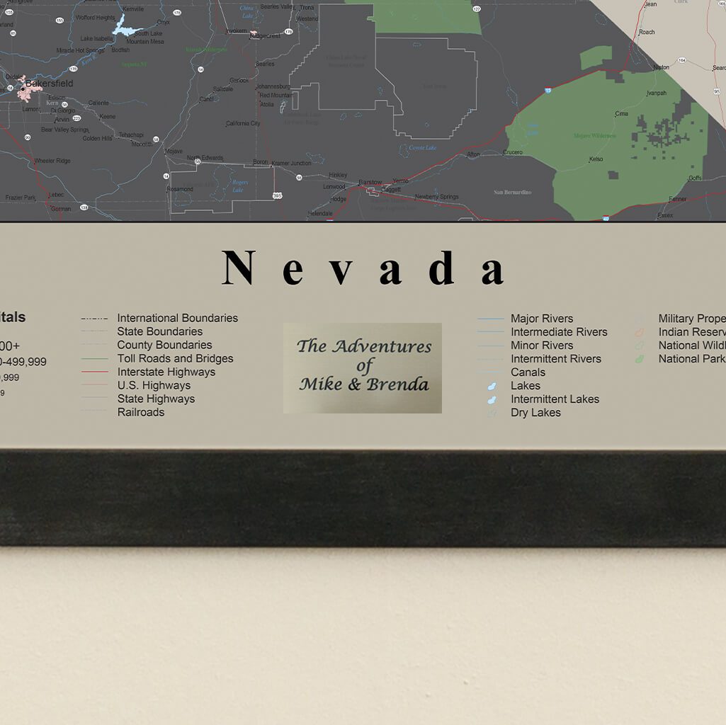 Earth Toned Nevada State Travel Map Plaque Location