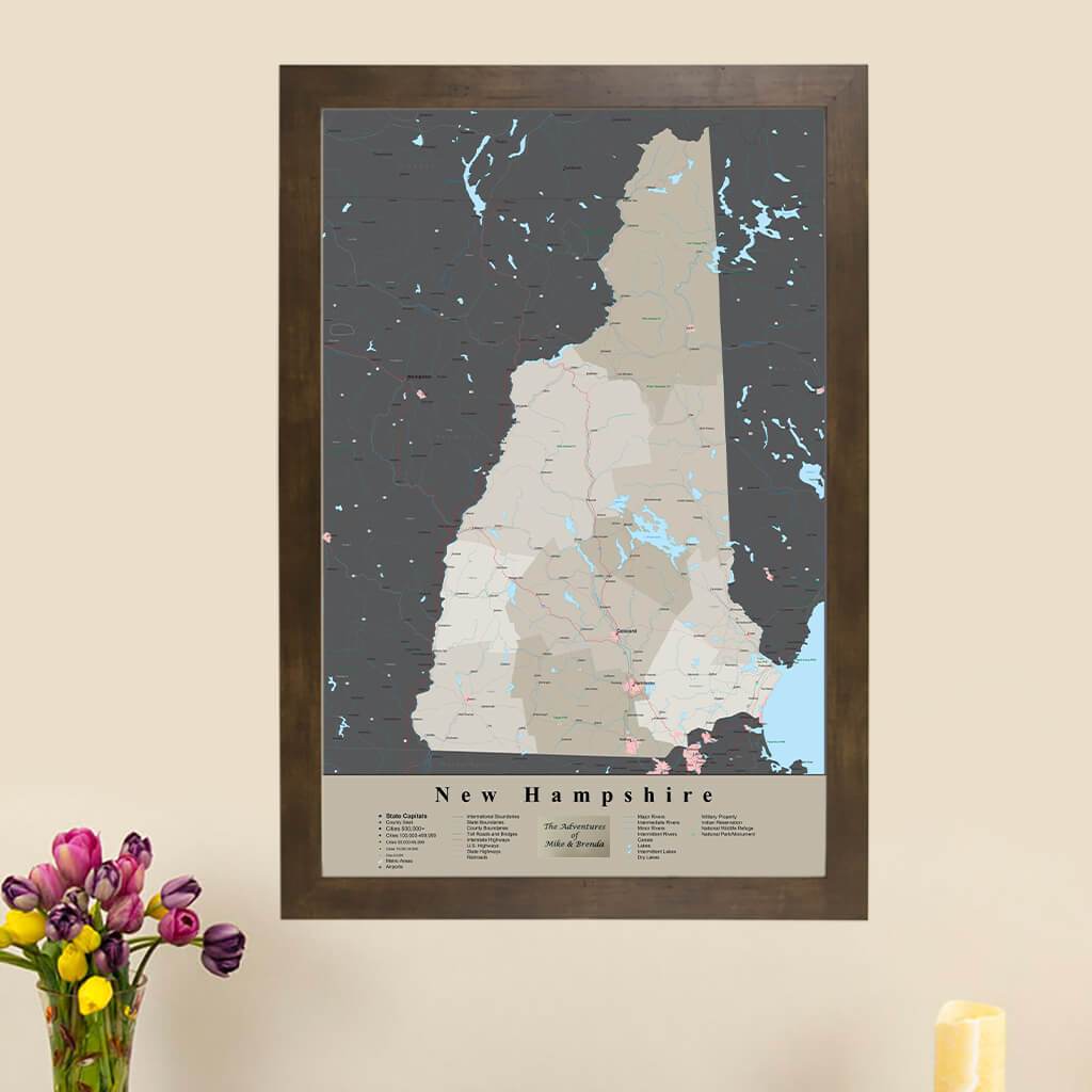 Earth Toned New Hampshire State Travel Pin Map main picture