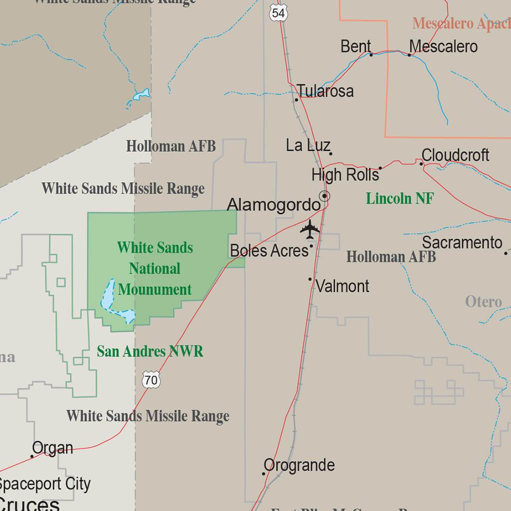 Earth Toned New Mexico Framed Travel Map closeup