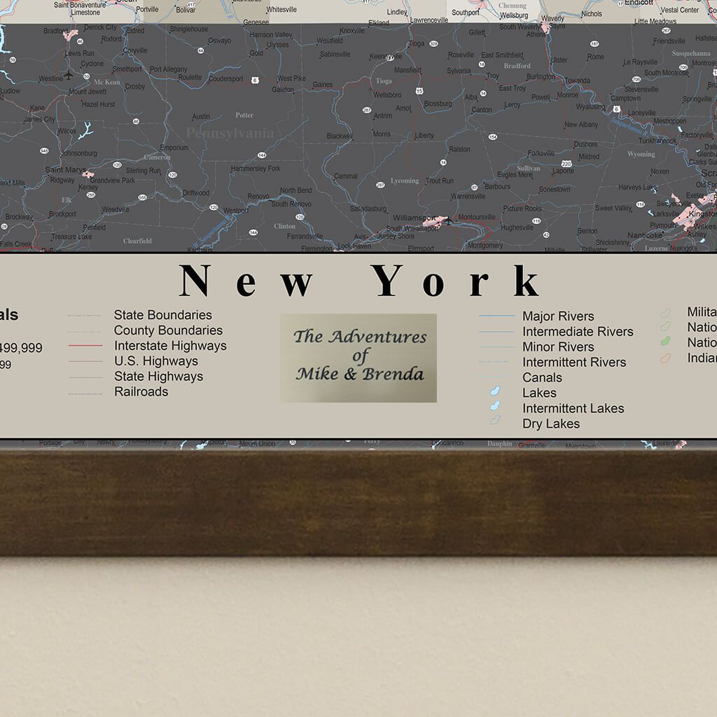 Earth Toned New York State Map plaque location