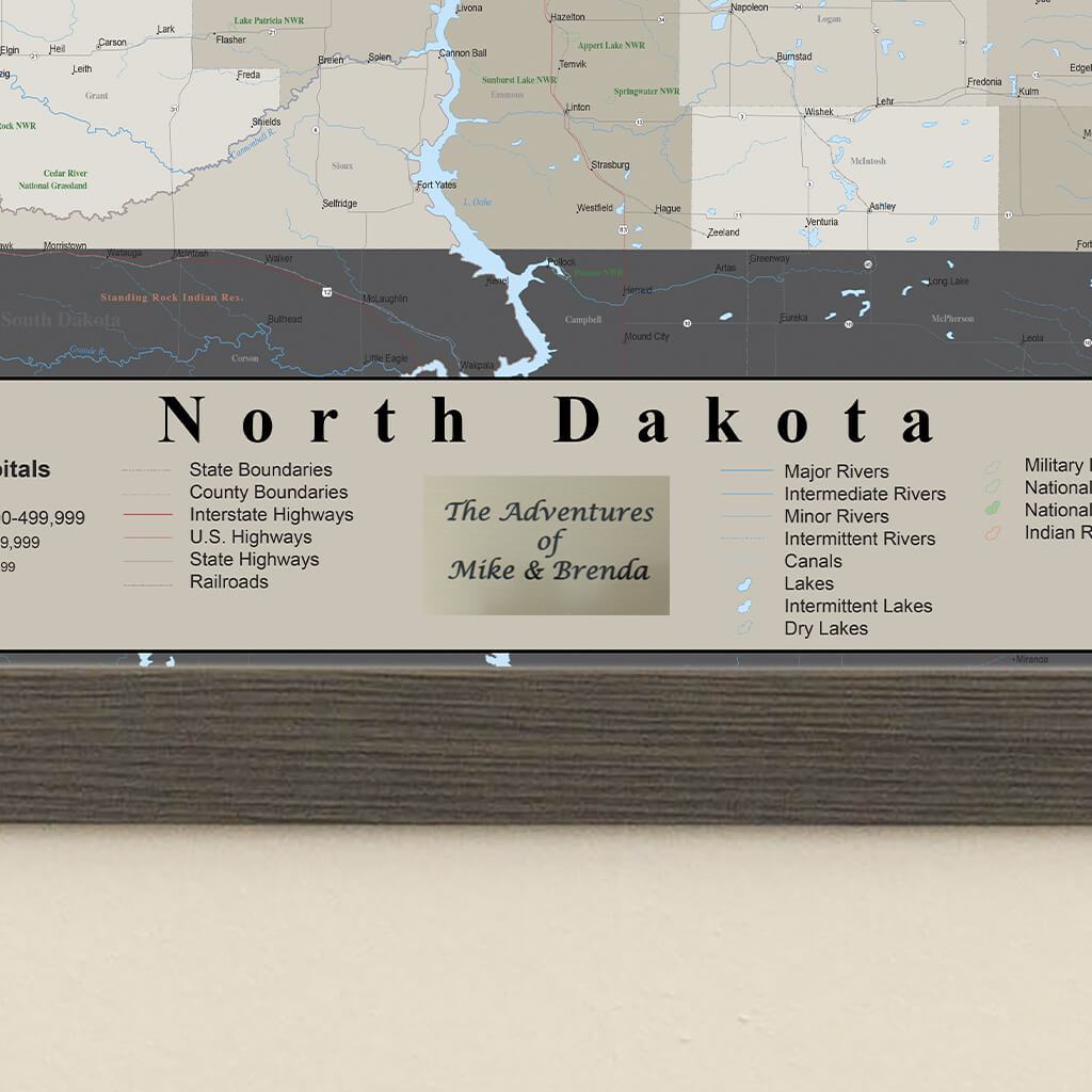 Earth Toned North Dakota Pin Travel Map Plaque Location