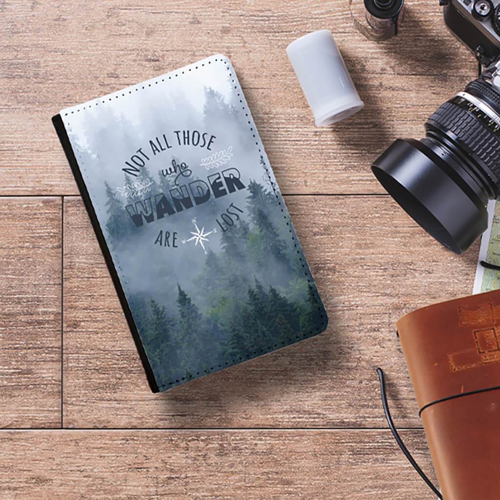 Misty Forest Not all who wander are lost passport holder