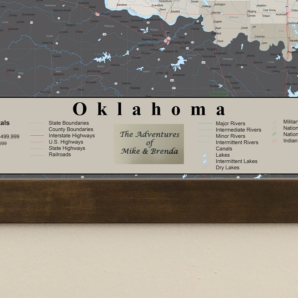 Earth Toned Oklahoma State Push Pin Travel Map Plaque Location