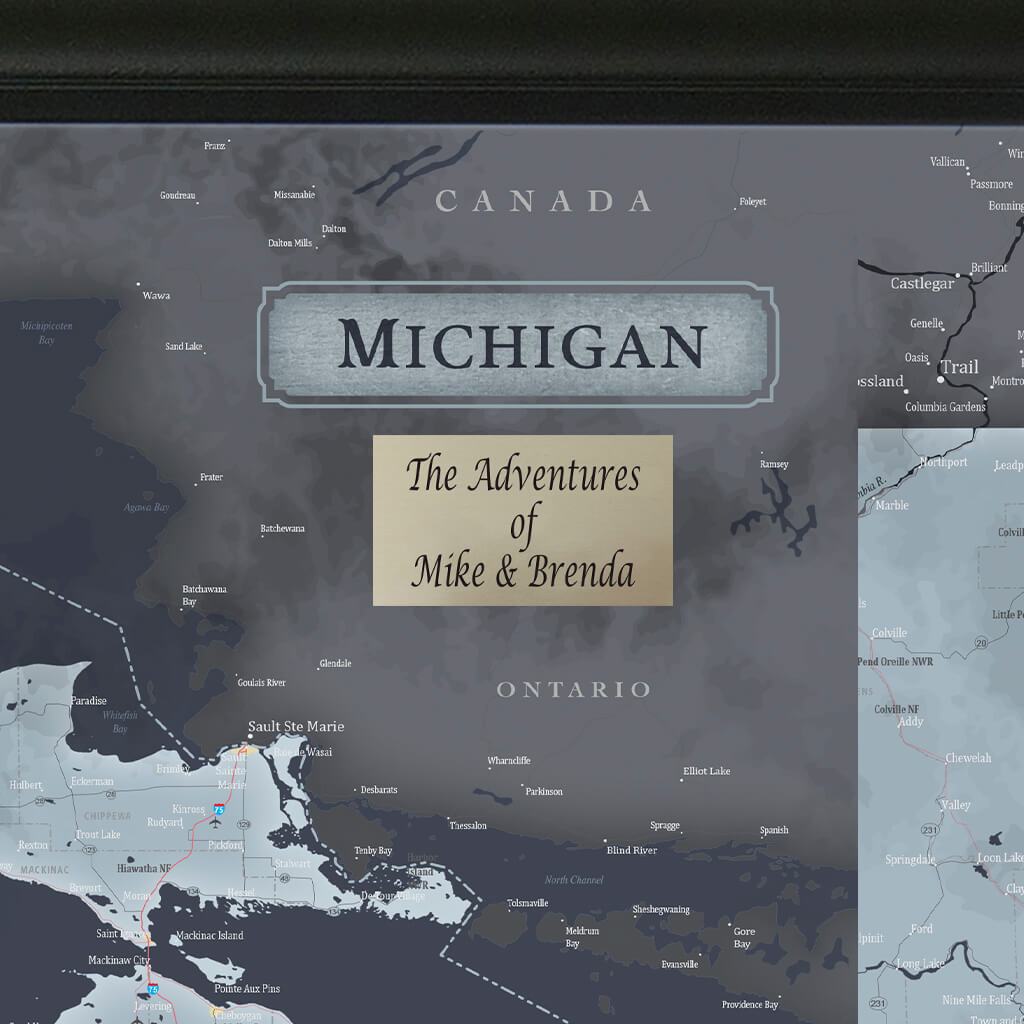 Push Pin Travel Maps Michigan Slate Travel Map with Pins Plaque Location