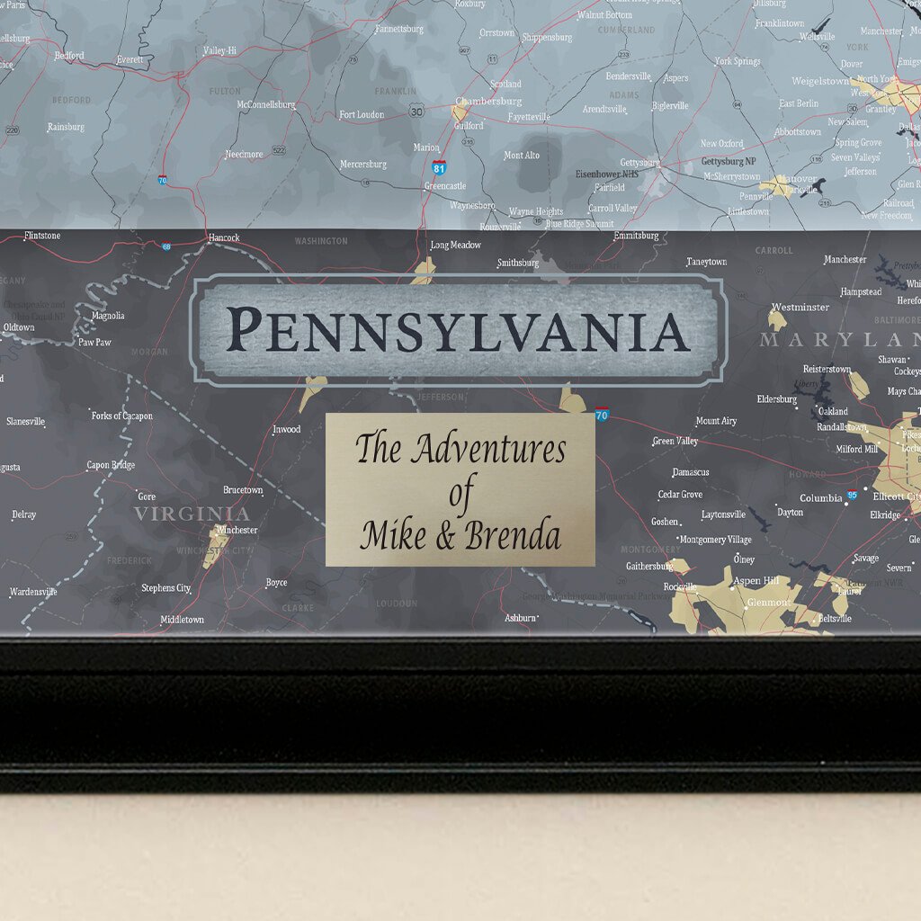 Push Pin Travel Maps Pennsylvania Slate Map Plaque Location