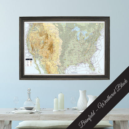 Canvas Pilot's VFR USA Pinnable Wall Map in Premium Brimfield Black Frame